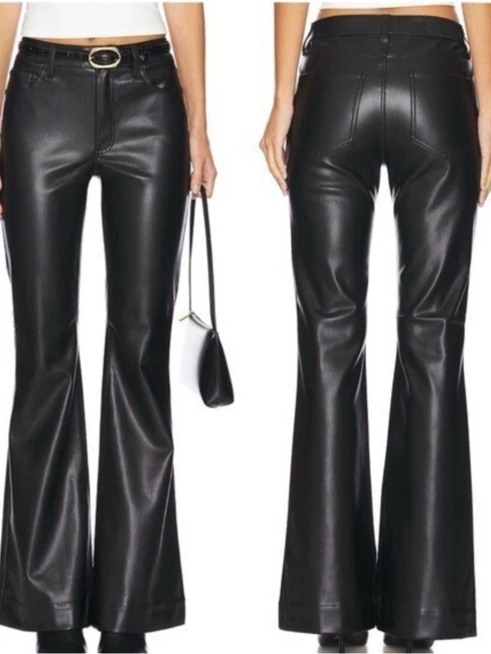 Pistola Kinsley Flare Pant Black Faux
Leather in Slate Black, Full Length, 24